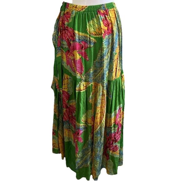 Women's Maxi Skirt Wrap Tropical Ruffles Fairy Boho Wedding Beach Hawaiian Med - Picture 1 of 9